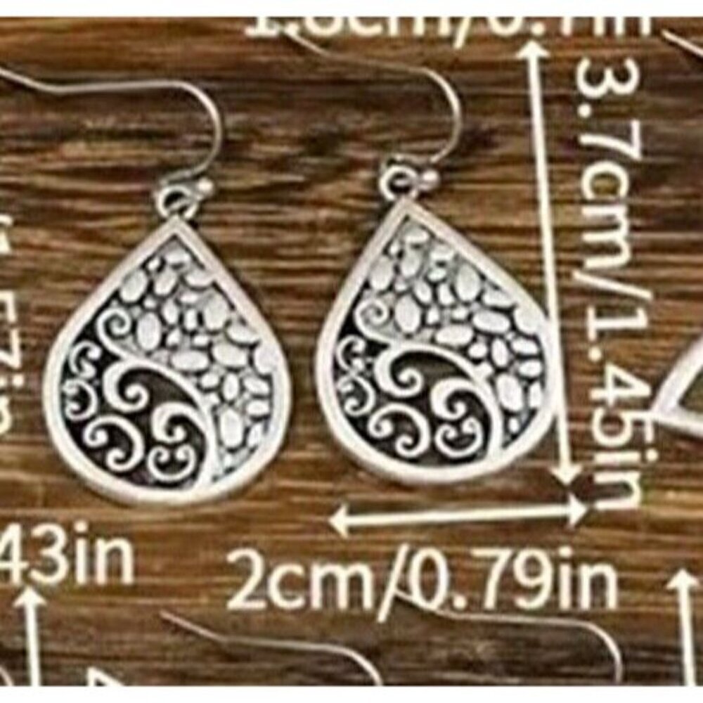 SILVER Cut Out Earring Everyday Unique Artistic LIGHTWEIGHT Dangle Jewelry - Picture 2 of 2